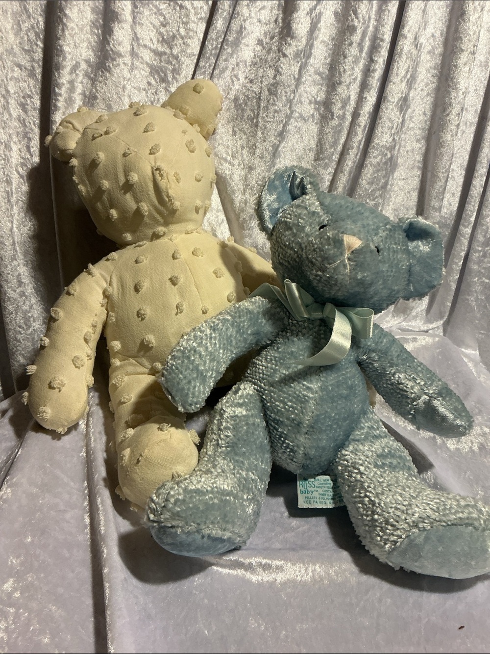 Plush Teddy Bears in Cream and Light Blue
